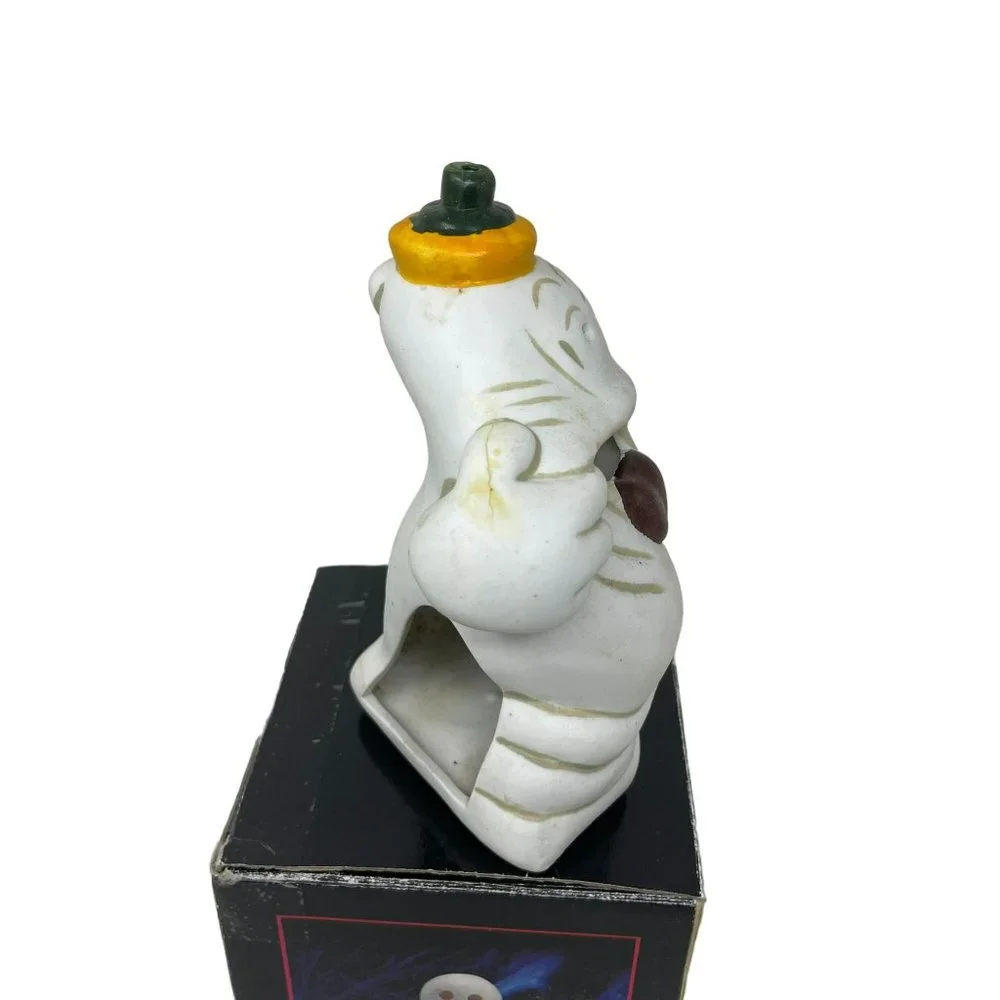 Vintage Ceramic Porcelain Bisque Halloween Ghost Lantern‎ Tealight Candle Holder